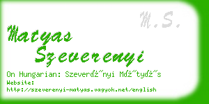 matyas szeverenyi business card